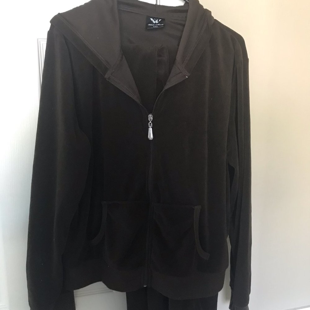 CHOCOLATE Velour Tracksuit/Loungewear 2pc (Sz 2XL)